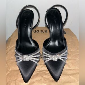 Black Women Rhinestone Heels